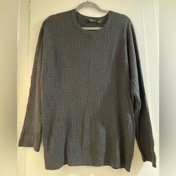 Classic 100% Cotton Cable Knit Dark Gray Woman’s Sweater Size 3XL - Picture 1 of 7